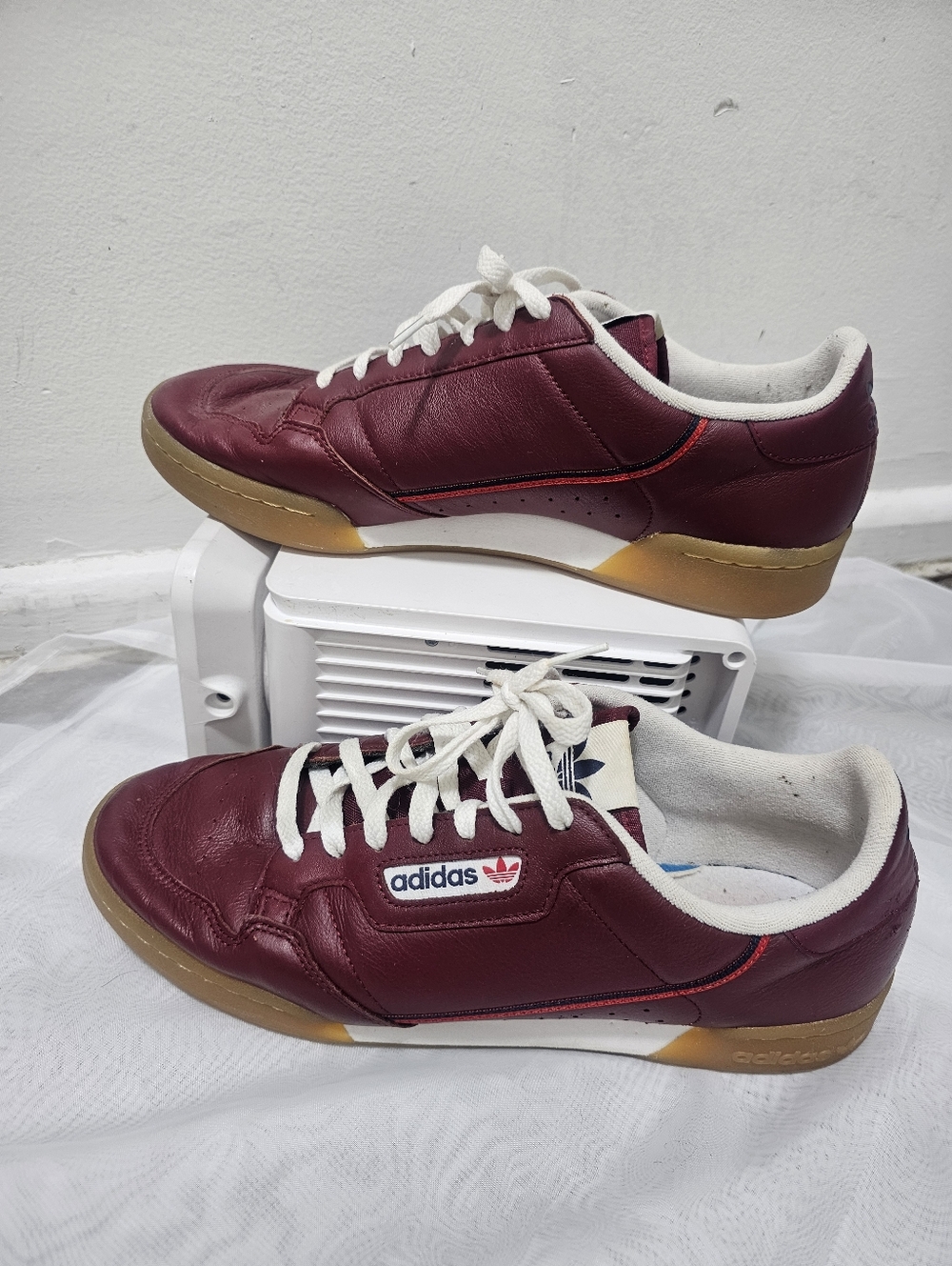 adidas Men’s Burgundy Sneakers with White Laces